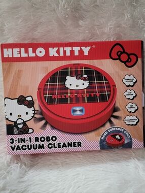 🆕️❤️Hello Kitty 3-in-1 Robo Vacuum Cleaner - Red Plaid🎀🛍